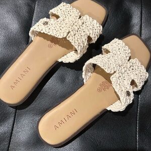 Amiani Women's Cream Crochet Sandals
